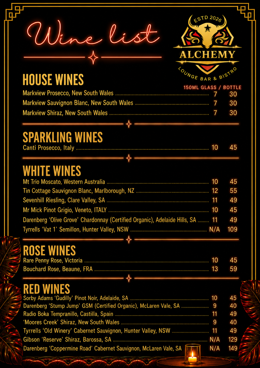 Curated Wine List